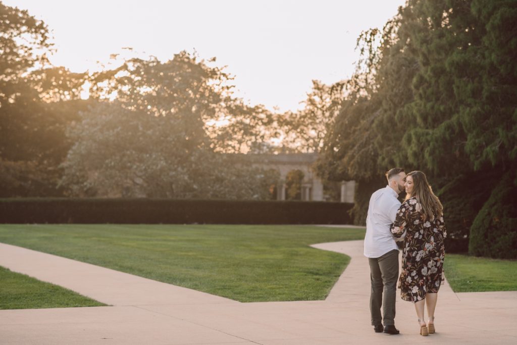 Samantha and Mike met while attending Monmouth University in West Long Branch, NJ. Sam and Mike's relationship wasn't a romantic one in the beginning but slowly they felt love for each other and one perfect day they became a couple. For their Fall engagement session, Sam and Mike decided to visit their old campus for their engagement session where it all began for them. Sam and Mike's Monmouth University Engagement photographed by NYC elopement, Hudson Valley, Catskills, NY and NJ, Farm, Adventure Wedding and Elopement Photographer Karis | Hey Karis